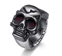 JewelryWe Orologio da dito Punk da uomo e donna con elastico rotondo al quarzo, Anello Orologio Stile Teschio, Colore da Scelta