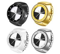 JewelryWe Orologio da donna ad anello, analogico, al quarzo, elastico, regalo per ragazze, nero, bianco, rosso, rosa, Quadrante bianco e nero, set da 4 pezzi