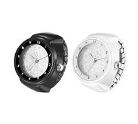 JewelryWe Orologio da donna ad anello, analogico, al quarzo, elastico, regalo per ragazze, nero, bianco, rosso, rosa, Opaco, set da 2 pezzi