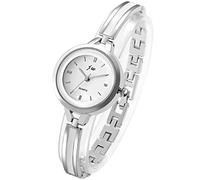 JewelryWe, orologio da donna elegante, analogico, al quarzo, orologio da polso da donna, semplice, casual, con cinturino in metallo, rosegold/argento, argento