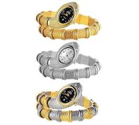 JewelryWe Orologio da donna in lega di serpente orologio da polso analogico al quarzo Chunky flessibile flessibile cinturino a serpente avvolgente orologio da polso avvolto a strati per donna e
