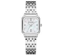 JewelryWe Orologio da donna resistente all'acqua, orologio rotondo semplice e classico, analogico al quarzo con diamanti, cinturino in acciaio inossidabile con indicatore di data, funzione luminosa