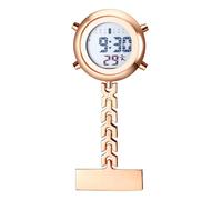 JewelryWe Orologio da infermiera digitale da tasca con clip, orologio digitale elettronico multifunzionale medici infermiere orologio da lavoro con calendario, sveglia, cronometro, Oro rosa