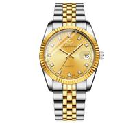 JewelryWe - Orologio da polso al quarzo con calendario, per lui e lei, colore: oro e argento