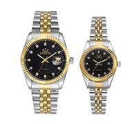 JewelryWe - Orologio da polso al quarzo con calendario, per lui e lei, colore: oro e argento