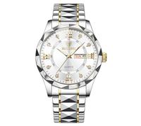 JewelryWe - Orologio da Polso Analogico da Uomo Donna con Calendario, Numero Romano, con Zircone Lucido, Lancette Luminose, Idee Regalo per lui lei