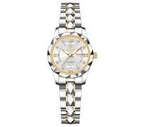 JewelryWe - Orologio da Polso Analogico da Uomo Donna con Calendario, Numero Romano, con Zircone Lucido, Lancette Luminose, Idee Regalo per lui lei