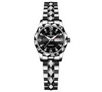 JewelryWe - Orologio da Polso Analogico da Uomo Donna con Calendario, Numero Romano, con Zircone Lucido, Lancette Luminose, Idee Regalo per lui lei