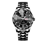 JewelryWe - Orologio da Polso Analogico da Uomo Donna con Calendario, Numero Romano, con Zircone Lucido, Lancette Luminose, Idee Regalo per lui lei