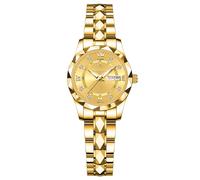 JewelryWe - Orologio da Polso Analogico da Uomo Donna con Calendario, Numero Romano, con Zircone Lucido, Lancette Luminose, Idee Regalo per lui lei