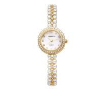 JewelryWe Orologio da Polso con Perle da Donna: Orologio da Polso al Quarzo Piccolo con Diamante Brillante Idee Regalo per lei