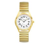 JewelryWe Orologio da polso da donna, elegante, analogico, al quarzo, con quadrante digitale e cinturino in lega elastica, oro/argento, 1-acciaio inox-oro, Bracciale