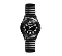 JewelryWe Orologio da polso da donna, elegante, analogico, al quarzo, con quadrante digitale e cinturino in lega elastica, oro/argento, 1-acciaio inox-nero (orologio da donna)