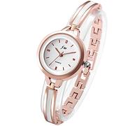 JewelryWe Orologio da polso da donna, elegante, analogico, al quarzo, piccolo, semplice, casual, con cinturino in metallo, colore oro rosa/argento, Oro rosa, Classico