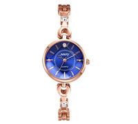 JewelryWe Orologio da polso da donna, semplice, analogico, rotondo, al quarzo, color argento/oro, con strass, per la festa della mamma, Blu, Orologio al quarzo