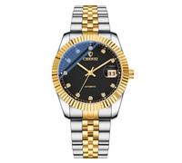 JewelryWe - Orologio da Polso da Uomo Meccanico Automatico da 36 Ore di Riserva di Carica, Lancette Luminescenti, Diamanti come Indici, Resistente all'Acqua, Design Elegante, Idee Regalo