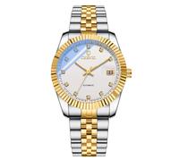JewelryWe - Orologio da Polso da Uomo Meccanico Automatico da 36 Ore di Riserva di Carica, Lancette Luminescenti, Diamanti come Indici, Resistente all'Acqua, Design Elegante, Idee Regalo