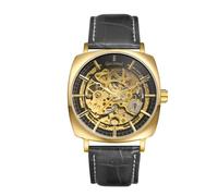 JewelryWe Orologio da Polso da Uomo Meccanico: Orologio Classico Gotico Cinturino in Pelle Idee Regalo per lui Quadrante Trasparente