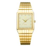 JewelryWe Orologio da Polso Diamante Impermeabile: Orologio con Zircone da Uomo Donna Quadrante Quadrato in Acciaio Inossidabile Orologio da Fidanzati al Lavoro Lusso