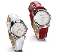 Jewelrywe Orologio da polso donna, display con numero ,pelle,catena colore: red display due colori coppia