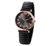 JewelryWe Orologio da Polso Elastico da Donna: Orologio Cinturini Elastici Numeri Romani con Zirconi Lucidi Colore Nero