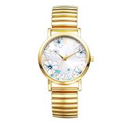 JewelryWe Orologio da Polso Elastico da Donna: Orologio con Fiore con Quadrante Grande Facile da Leggere Cinturino colore Oro