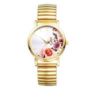 JewelryWe Orologio da Polso Elastico da Donna: Orologio con Fiore con Quadrante Grande Facile da Leggere Cinturino colore Oro