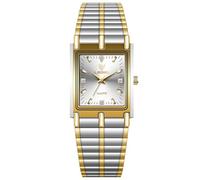 JewelryWe Orologio da Polso Fidanzati Impermeabile: Orologio con Zircone da Uomo Donna Quadrante Quadrato in Acciaio Inossidabile Orologio al Lavoro Lusso