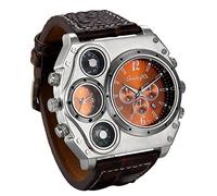 JewelryWe Orologio da Polso Grande Punky Militare Sport per Uomo, Bussola e Termometro Decorativo Dual Time Cinturino in Pelle Retro Vintage Gotico Quadrantini