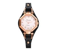 JewelryWe Orologio da Polso in Pelle da Donna: Orologio al Quarzo Quadrante a forma Oattagono Cinturino in PU Pelle Idee Regalo per lei