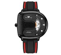 JewelryWe Orologio da Polso Militare da Uomo,Quadrante Grande Forma U,Cinturino in Silicone,Regalo per Uomini Papa'