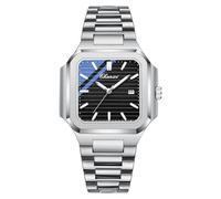 JewelryWe Orologio da polso per uomo alla moda: quadrante quadrato della cinghia in acciaio inossidabile al quarzo simulato