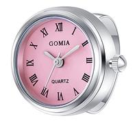 JewelryWe Orologio da polso unisex, quadrante rotondo, numeri romani, al quarzo, regolabile, con anello aperto, numero romano argento-rosa