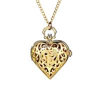 JewelryWe Orologio da Tasca a Quarzo Figura Cuore con Collana in Lega¡ê?Orologio Vintage Classico, Colore oro
