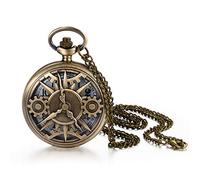 JewelryWe Orologio da Tasca al quarzo Disegno Ferma Cuore/Fiore Colore Bronzo Collana Orologio Classico (Ingranaggio)