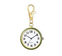 JewelryWe Orologio da tasca con moschettone Portachiavi Orologio al quarzo Orologio analogico con strass per medici Infermieri Paramedici Cuochi Oro bianco