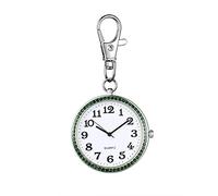 JewelryWe Orologio da tasca con moschettone Portachiavi Orologio al quarzo Orologio analogico con strass per medici Infermieri Paramedici Cuochi Oro bianco