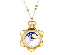 JewelryWe Orologio da Tasca Dorato Stella: Orologio da Unisex Catena Perline Regolabile Colore Oro