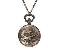 JewelryWe - Orologio da Tasca Gotico Classico da Uomo Donna Disegno Aereo Colore Bronzo