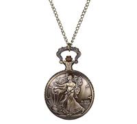 JewelryWe - Orologio da Tasca Gotico Classico da Uomo Donna Disegno Statua della Liberta' Colore Bronzo