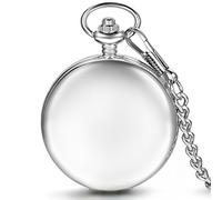 JewelryWe Orologio da tasca Movimento al quarzo Cassa Argento Quadrante con la catena completa Hunter Design