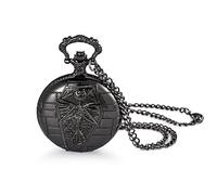 JewelryWe Orologio da tasca retrò per uomo e donna cassa del cranio quadrante collana bronzo antico, G, G