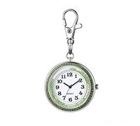 JewelryWe Orologio da tasca rotondo con strass al quarzo per orologio da polso con clip, orologio da polso per uomo e donna