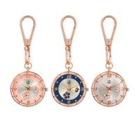 JewelryWe Orologio da tasca vintage al quarzo con portachiavi, per uomo e donna, 3 pezzi