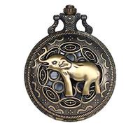 JewelryWe Orologio da Tasca Vintage. Orologio stile retro con quadrante rotondo,Disegno da scelta,Regalo per Ragazzi Uomo Donna Anziani (C-Elefante)