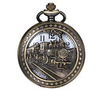 JewelryWe Orologio da Tasca Vintage. Orologio stile retro con quadrante rotondo,Disegno da scelta,Regalo per Ragazzi Uomo Donna Anziani (M-Treno)