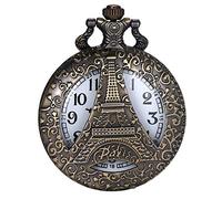 JewelryWe Orologio da Tasca Vintage. Orologio stile retro con quadrante rotondo,Disegno da scelta,Regalo per Ragazzi Uomo Donna Anziani (F-Torre Eiffel)
