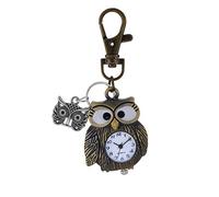 JewelryWe Orologio da taschino classico con gufo, vintage, al quarzo, con clip, per la festa della mamma, Portachiavi Big Eyes, Classico