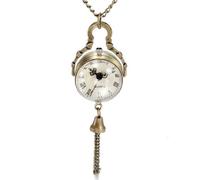 JewelryWe Orologio da taschino da donna da uomo, Retro concavo e convesso Specchio rotondo Ciondolo orologio analogico Catena al quarzo Orologio Collana maglione Catena con numeri romani neri e bianchi Quadrante