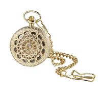 JewelryWe Orologio da taschino meccanico automatico: elegante design scheletro ragnatela cassa con numeri romani quadrante analogico a carica automatica con catena in vita da 37 cm per uomo, Oro